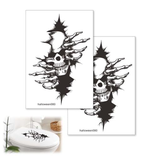 JUGUTA Auto Aufkleber Skull, 2 Pcs Auto Sticker Skull 22 * 32 Cm Horror Auto Aufkleber 3D Aufkleber Auto Skull Halloween Selbstklebende Auto Dekoration Aufkleber von JUGUTA