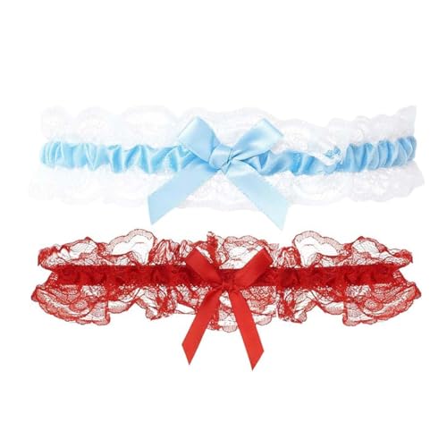 JUGUTA Blau Hochzeit Strumpfband Für Braut Spitze Blaues Strumpfbänder Für Die Braut Brautschmuck Blue Wedding Garters For Bride von JUGUTA