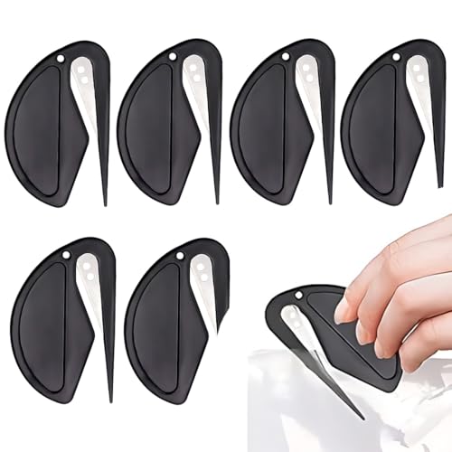 JUGUTA Brieföffner, 6 Stück Letter Opener, Folienmesser Folienschneider Mit Metallklinge,Kunststoff Slitter Effizient Mail Öffner Tool Für Verpacken Post Und Papier Schneiden Schwarz von JUGUTA