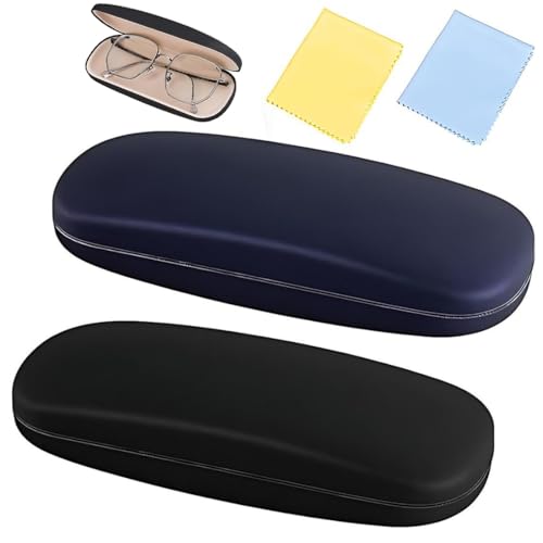 JUGUTA Brillenetui 2 Stück Hardcase Hartschalen Schwarz Blau Einheitsgröße Brillenbox Lesebrille Damen Herren Kinder von JUGUTA