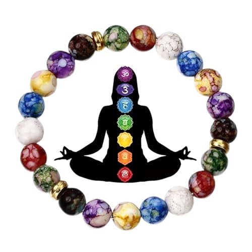 JUGUTA Chakra Armband Echte Steine Yoga Armband Edelstein Armbänder Natürliche Chakra Steine Lavastein Healing Reiki Energietherapie Für Damen Herren von JUGUTA