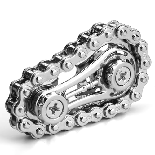 JUGUTA Handkreisel 1 Stück Fidget Kette Metall Silber Stress Relief Spielzeug Für Kinder Erwachsene Edc Neuheit Kinetisches Geschenk 6X3.5X1.1Cm von JUGUTA