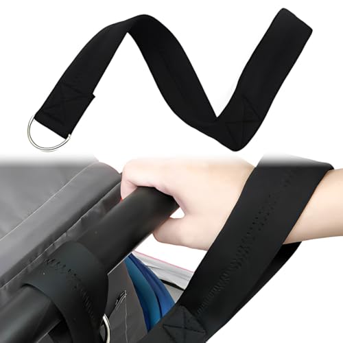 JUGUTA Handschlaufe Kinderwagengurt, Verstellbare Kinderwagen Handgelenkschlaufe Schwarz Längenverstellbare Rollstuhl-Handleine Für Kinderwagen Warenkorb(Schwarz) von JUGUTA