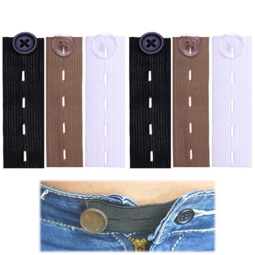 JUGUTA Hosenbunderweiterung 6 Stück Hosenerweiterung Schwangerschaft Einstellbar Hosenknopf Verlängerung Hosenerweiterung Damen Elastische Knopfverlängerung Für Hosen Knopf Erweiterung Hose von JUGUTA