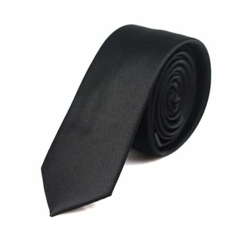 JUGUTA Krawatte Schwarz 5 Cm 1 Stück Einfarbig Seide Herren Schlips Hochzeit Party Business Elegante Formelle Krawatte von JUGUTA