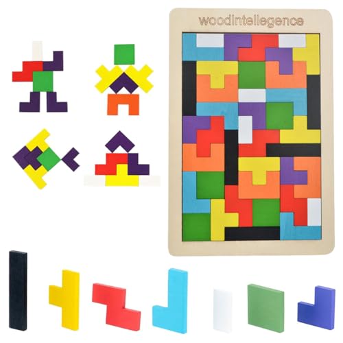 JUGUTA Kreatives Montessori Tangram Puzzle | Fördert Logisches Denken Und Räumliche Vorstellungskraft | Geschicklichkeitsspiel Aus Hochwertigem Holz | Lernspiele Ab 4 Jahre Für Jungen Und Mädch von JUGUTA