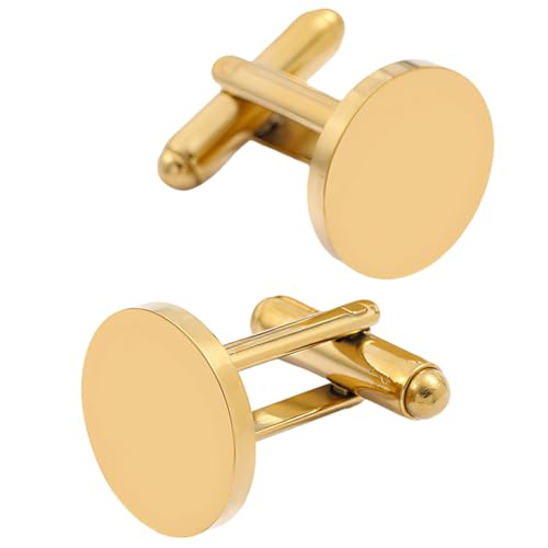 JUGUTA Manschettenknöpfe Herren 2 Stück Gold Mattiert Runde 15Mm Business Tanzparty Schmuck von JUGUTA