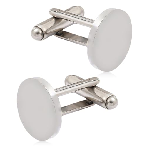 JUGUTA Manschettenknöpfe Herren 2 Stück Silber Weiß Klassische Cufflinks 15Mm Hochzeit Tanzparty Business von JUGUTA