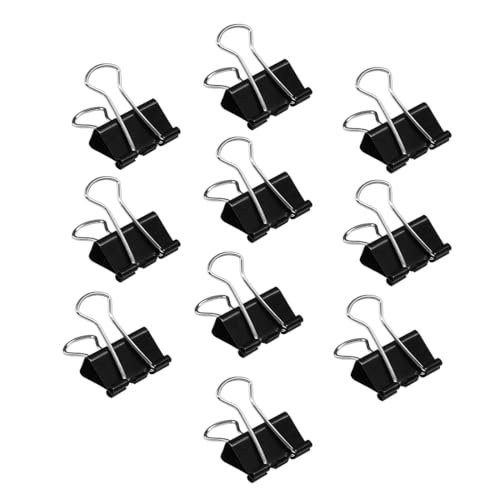 JUGUTA Metal Foldbackklammern Verpackung 10 Stück, 51Mm Schwarz Vielzweckklammern, Metall Binder Clips Für: Notizen, Briefpapier Büroklammern von JUGUTA