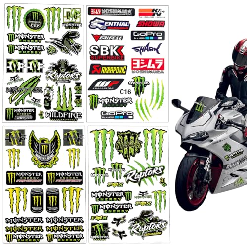 JUGUTA Monster Energy Sticker Aufkleber, Wasserdicht Monster Aufkleber Motorrad Auto Coole, Hochwertige Sticker Für Motorräder, Motorradhelm, Skateboard, Auto Und Geländemotorräder von JUGUTA