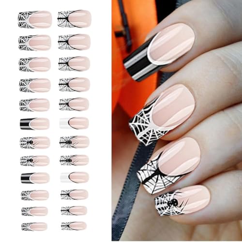 JUGUTA Nagelfolie Halloween Süße Spinnweben-Muster Schwarz Gel Nail Nagelfolien Selbstklebend Nail Sticker Uv-Härtend Niedliches Dekoration Nageldesign Zubehör von JUGUTA