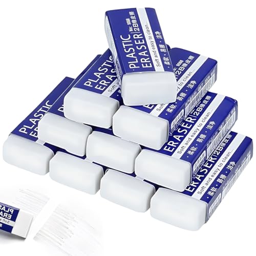 JUGUTA Radierer Klassischer Radiergummi Weiß Plastik Gummi Radiergummis Für Den Universellen Gebrauch In Schulbüros Skizzen Gemälde Bildende Kunst Sanft 2B Radiergummi 10 Stk von JUGUTA