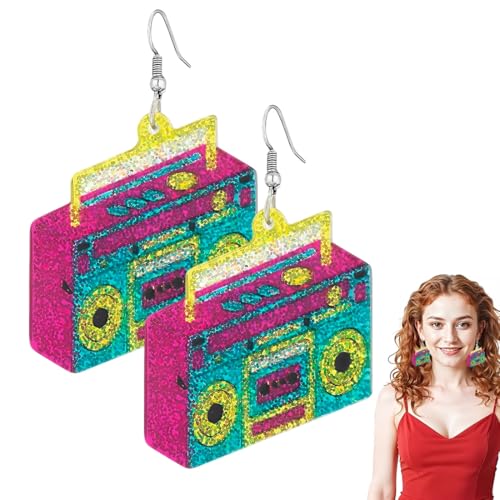 JUGUTA Retro Kassettenband Ohrringe 80Er 90Er Neon-Ohrring Für Frauen Acryl Neon Ohrringe Damen 80 Er Jahre Ohrringe Frauen Hängeohrringe Für Mottoparty 80Er-Kostüm Party Maskerade Frau Mädchen JUGUTA Retro Kassettenband Ohrringe 80Er 90Er Neon-Ohrring Für Frauen Acryl Neon Ohrringe Damen 80 Er Jahre Ohrringe Frauen Hängeohrringe Für Mottoparty 80Er-Kostüm Party Maskerade Frau Mädchen von JUGUTA