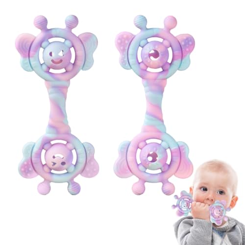 JUGUTA Set Sensorische Greifbälle Mit Rassel - Bpa-Freie Silikon Beißringe & Montessori Baby-Spielzeug - Babyrassel - Wundes Zahnfleisch Zu Stimulieren Und Zu Massieren von JUGUTA