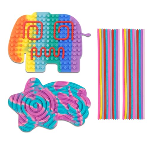 Juguta 2pc Sensorik Spielzeug Activity Board, Silikon Sensorisches Spielzeug, Fidget Toys Kinder Autismus Spielzeuge ADHD Toys Doppelseitiges Aktivitätsbrett Sensorisches mit 22 Zubehör Schnüren von JUGUTA