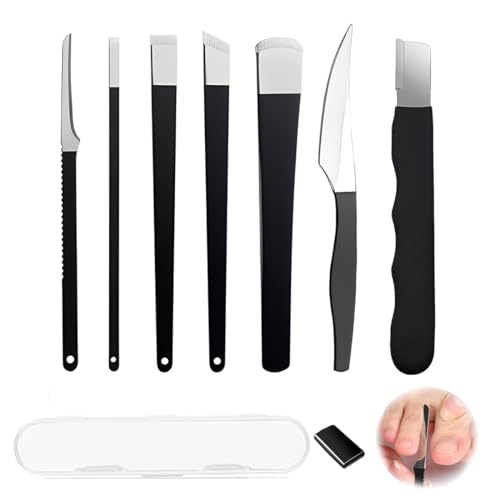 Juguta 7 Stück Eingewachsene Zehennägel Set Mit Schärfer, Edelstahl Pediküre Messer Kits, Professionelle Nagelpflege Pediküre Messer Kits, Maniküre Pediküre-Set Nagelfeile, Fußpflege Werkzeuge von JUGUTA