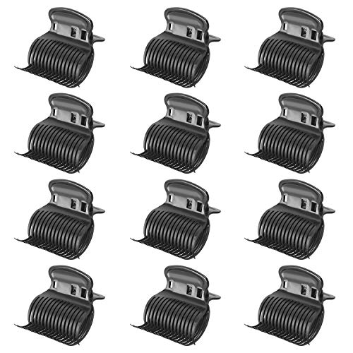 Hot Roller Clips,12er Pack Kunststoff Lockenwickler Clip Frauen Lockenwickler Klammern Klauenklemmen Ersatz Mädchen Jumbo Hair Rollers für Haarschnitt Styling Salon 6 * 5 * 4CM Schwarz von BaiJ