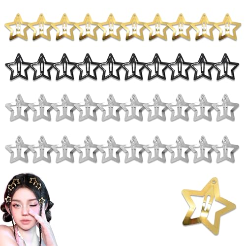 JUHUA 30 Stück Stern-Haarspangen, Stern-Schnapp-Clips, Haarspangen aus Metall für Kinder, Mädchen und Frauen JUHUA 30 Stück Stern-Haarspangen, Stern-Schnapp-Clips, Haarspangen aus Metall für Kinder, Mädchen und Frauen von JUHUA