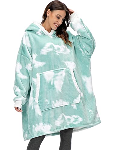 JUIXXE Oversized Hoodie Blanket with Sleeves Warm Sweatshirt Plaid Winter Fleece Hoody Women Pocket Female Wearable Hooded Blanket von JUIXXE