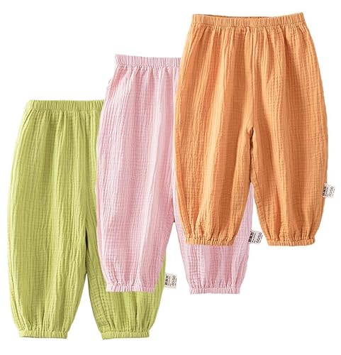 3er Pack Baby leichte Lange Hose Bloomers Baumwolle Klimahose Jungen Mädchen Sommerhose（A, 80/86） von JUIYNIZT