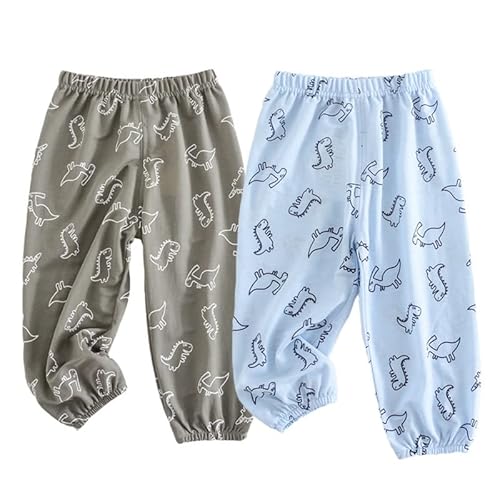 Baby Kinder Anti-Moskito Leinenhose Ice Seide Baumwolle Leinen Sommer dünne Hose 2er Pack（B, 104-110） von JUIYNIZT
