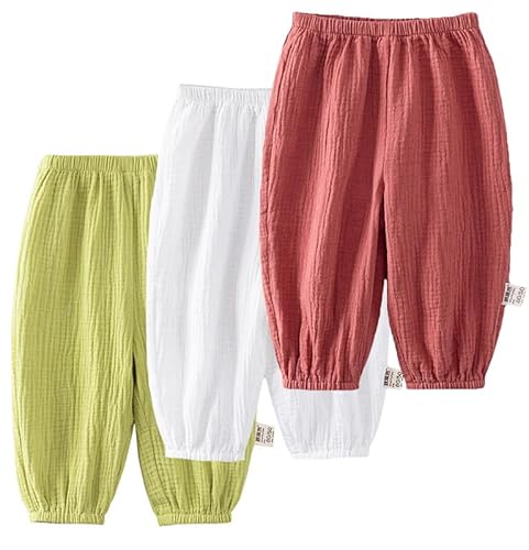 JUIYNIZT 3er Pack Baby leichte Lange Hose Bloomers Baumwolle Klimahose Jungen Mädchen Sommerhose(B, 68-74 von JUIYNIZT
