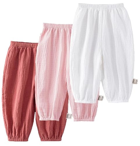 JUIYNIZT 3er Pack Baby leichte Lange Hose Bloomers Baumwolle Klimahose Jungen Mädchen Sommerhose(D, 68-74 von JUIYNIZT