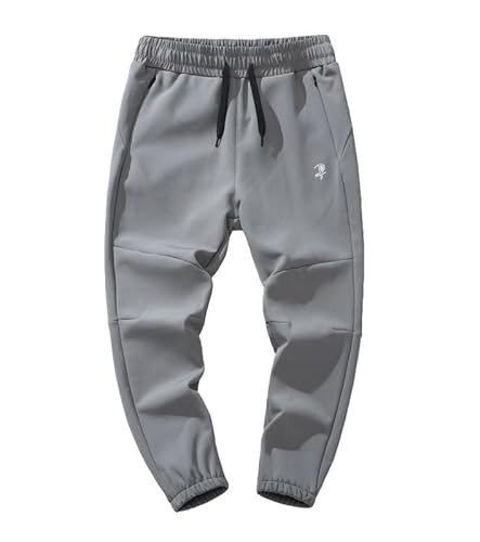 JUIYNIZT Jungen Wasserdicht Jogginghose Gefütterte Sporthose Sweathose Kinder Winter Thermohose Jogger (Grau #1, 122-128) von JUIYNIZT