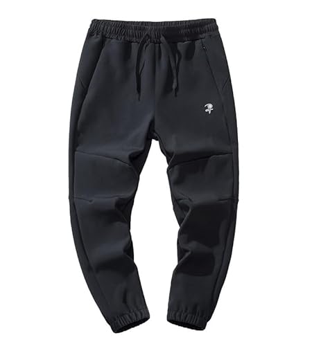 JUIYNIZT Jungen Wasserdicht Jogginghose Gefütterte Sporthose Sweathose Kinder Winter Thermohose Jogger (Schwarz #1, 152-158) von JUIYNIZT