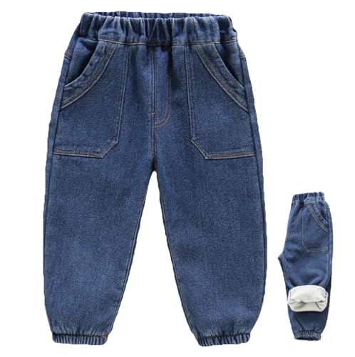 JUIYNIZT Kinder Jungen Baby Gefütterte Jeanshose Fleece Jeans Denim (116) von JUIYNIZT