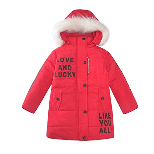 JUIYNIZT Kinder Mädchen Winterjacke Windicht Jacken Baby Fleecefütterung Steppjacke Kapuzemantel Dick Baumwolle Windjacke (Rot,98-104) von JUIYNIZT