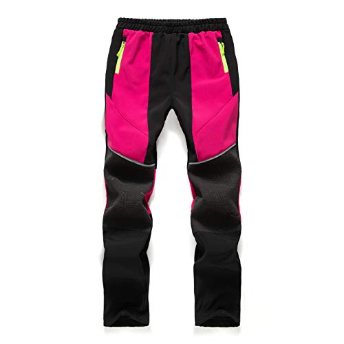 JUIYNIZT Kinder Softshellhose Gefüttert Warm Wanderhose Winddicht Skihose Fleecefütterung Trekkinghose Wasserdicht Outdoorhose mit Reflektoren(Rosa, 116) von JUIYNIZT