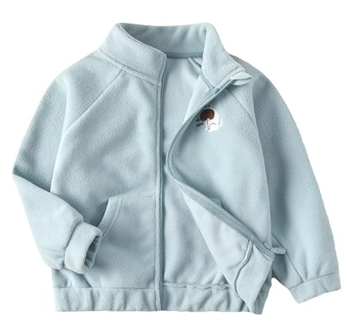 JUIYNIZT Mädchen Jungen Polar Fleecejacken Reißverschluss Jacke Fleecemäntel Oberbekleidung für Frühling Herbst(Hellblau, 86-92) von JUIYNIZT