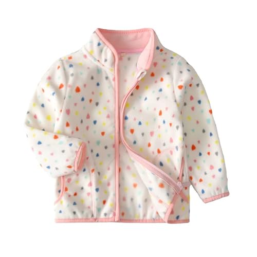 JUIYNIZT Mädchen Polar Fleecejacken Fleecemäntel Oberbekleidung Reißverschluss Jacke für Frühling Herbst (Weiß Herz, 86-92) von JUIYNIZT