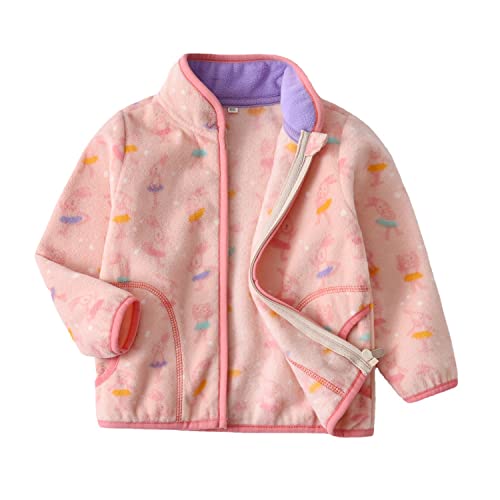 JUIYNIZT Mädchen Polar Fleecejacken Mäntel Oberbekleidung Warm Reißverschluss Jacke für Frühling Herbst (Rosa, 134/140) von JUIYNIZT