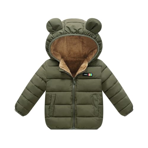 Kleinkind Jungen Mädchen verdicken Wintermantel Baby Fleece Warme Niedliche Bär Ohr Kapuzenjacke Außenkleidung（Grün, 98） von JUIYNIZT