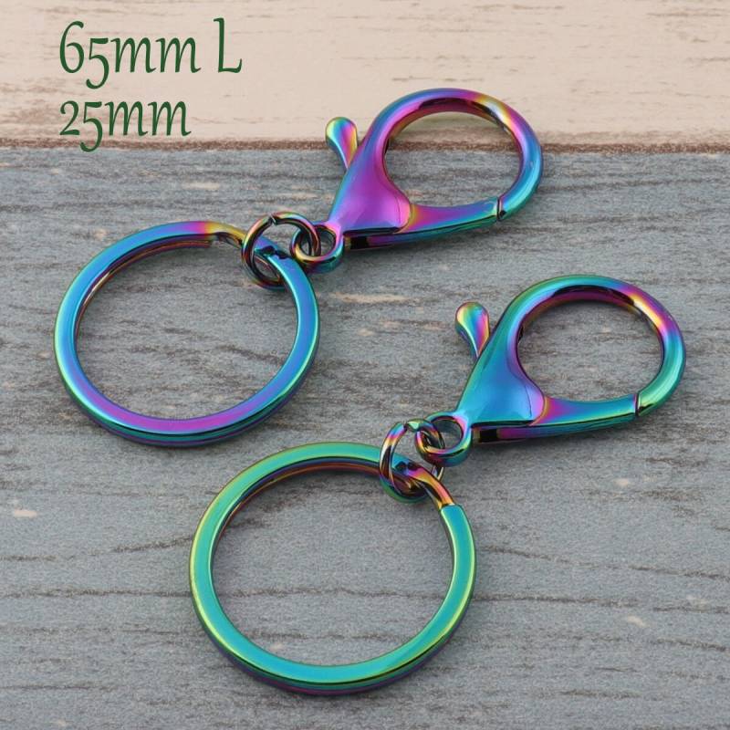 1 "(25mm Regenbogen Schlüsselanhänger O-Ringe Personalisierte Mehrfarbige Papagei Haken Schnapp Metall Charme Druckverschluss Keychains-2 Stück von JUIYTREEHOUSE