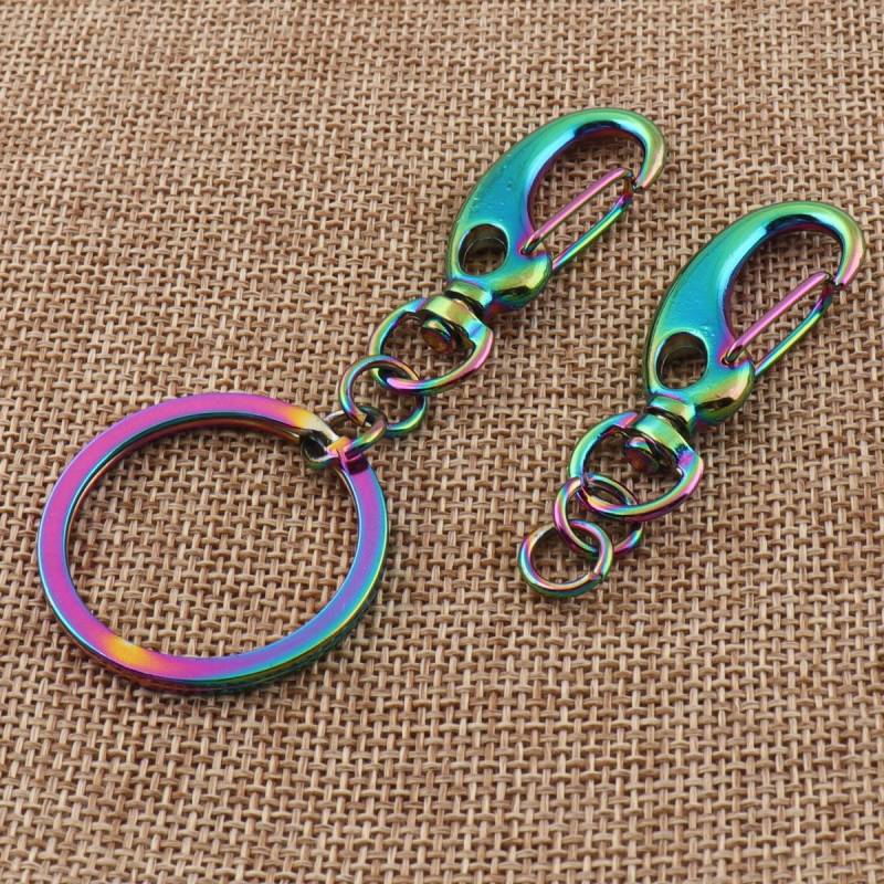 3 1/8 "(80mm Regenbogen Schlüsselanhänger O-Ringe Karabiner Schwenkverschlüsse Personalisierte Mehrfarbige Papagei Haken Snap Metal Charm von JUIYTREEHOUSE