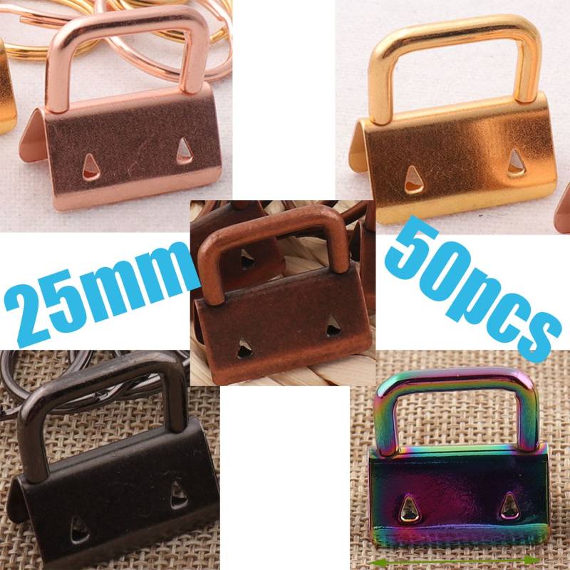 50-100 Sets Schlüsselanhänger Mit Schlüsselringen, 2, 5 cm Rose Gold/Regenbogen Kupfer Schwarz von JUIYTREEHOUSE