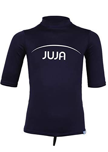 JUJA Badeshirt für Kinder, mit UV-Schutz - Schwimmshirt aus recycelten PET-Flaschen - Schutzkleidung/Badebekleidung für Jungen & Mädchen - Mit kurzen Ärmeln - Blau - 116-122cm von JUJA