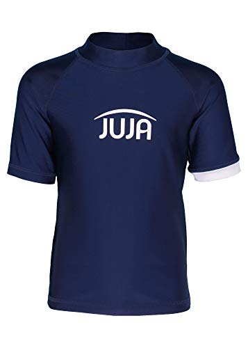 JUJA Badeshirt für Kinder, mit UV-Schutz - Schwimmshirt aus recycelten PET-Flaschen - Schutzkleidung/Badebekleidung für Jungen & Mädchen - Mit kurzen Ärmeln - Blau - 158-164cm (13-14 Jahre) von JUJA