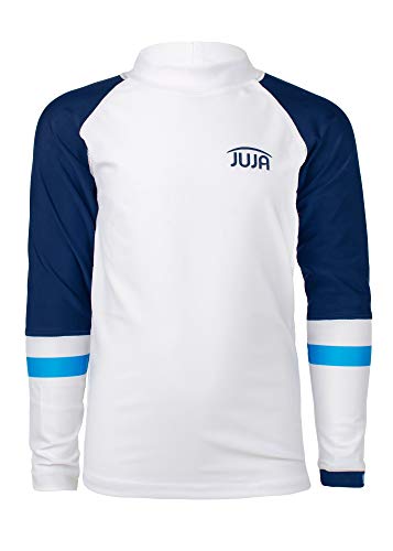 JUJA Badeshirt für Kinder, mit UV-Schutz - Schwimmshirt aus recycelten PET-Flaschen - Schutzkleidung/Badebekleidung für Jungen & Mädchen - Mit kurzen & langen Ärmeln - Weiß - 86-92cm von JUJA