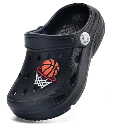 JUJIAOSO Kinder Gartenschuhe Unsiex Schiebesandale niedliche cartoon-Clip Clogs, sc schwarz, 3 UK Child JUJIAOSO Kinder Gartenschuhe Unsiex Schiebesandale niedliche cartoon-Clip Clogs, sc schwarz, 3 UK Child von JUJIAOSO