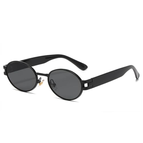 JUJNTNT Beliebte Fashion Square Candy Color Sonnenbrille Damen Retro Punk Oval Trendy Herren Metall Shades UV400 (Schwarz Grau) von JUJNTNT