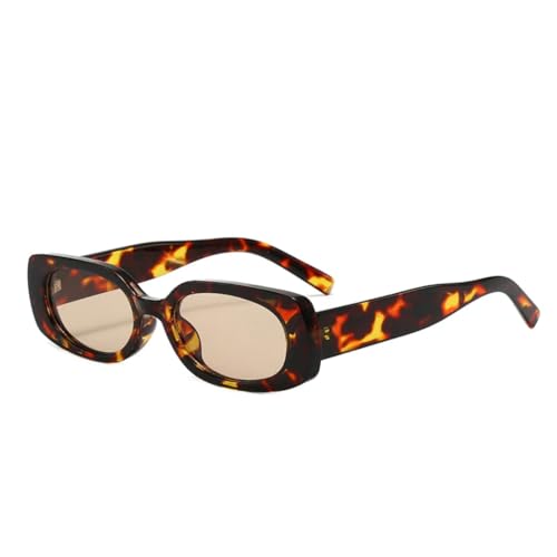 JUJNTNT Beliebte Mode Kleine Rechteckige Sonnenbrille Damen Retro Candy Color Shades UV400 Herren Punk Leopard (Leopard Champagner) von JUJNTNT