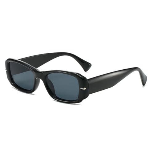 JUJNTNT Beliebte Mode Rechteck Sonnenbrille Frauen Punk Nieten Farbverlauf Shades Uv400 Männer Retro (Schwarz Grau) von JUJNTNT