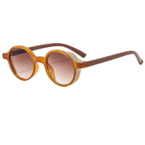 JUJNTNT Beliebte runde Sonnenbrille für Damen und Herren, Vintage-Jelly-Farbe, Strand-Trend, UV400 (Orange-Hellbraun) von JUJNTNT