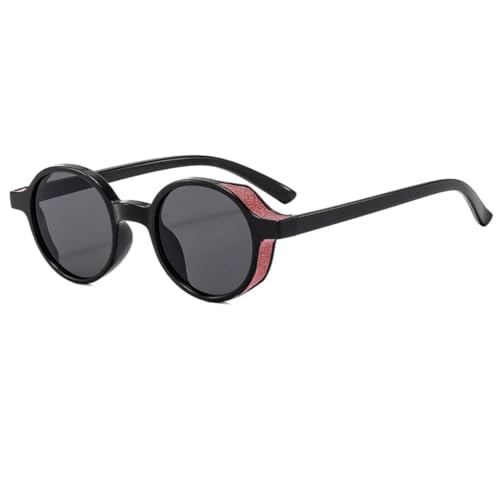 JUJNTNT Beliebte runde Sonnenbrillen für Damen und Herren, Vintage Jelly Color Beach Trendy UV400 (Schwarz-Schwarz.) von JUJNTNT