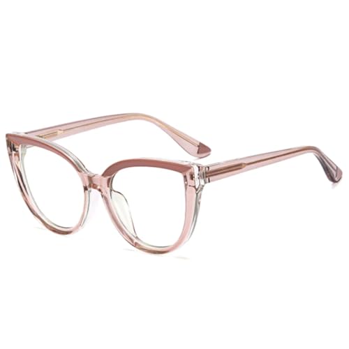 JUJNTNT Cat Eye Federscharnier Damen Doppelfarbige Brillenfassung Retro Herren (Khaki Champagner) von JUJNTNT