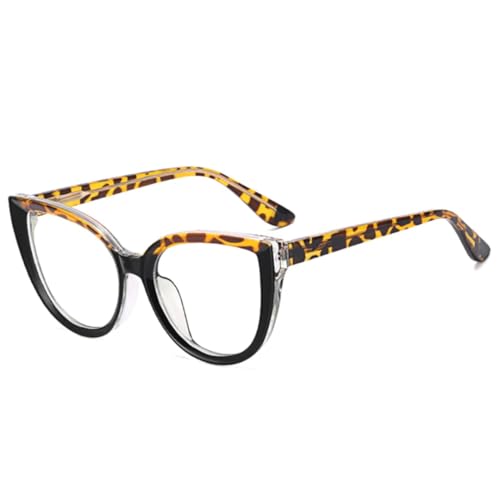 JUJNTNT Cat Eye Federscharnier Damen Doppelfarbige Brillenfassung Retro Herren (Leopardenschwarz) von JUJNTNT